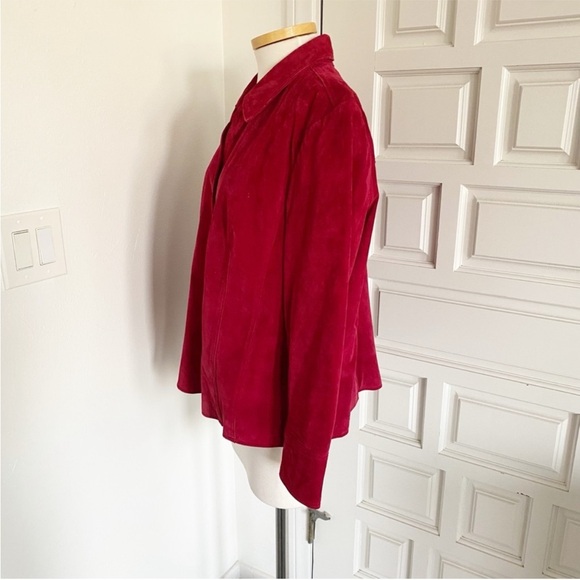 Coldwater Creek Red Suede Leather Jacket Classic Coat Size 2X - Picture 6 of 16